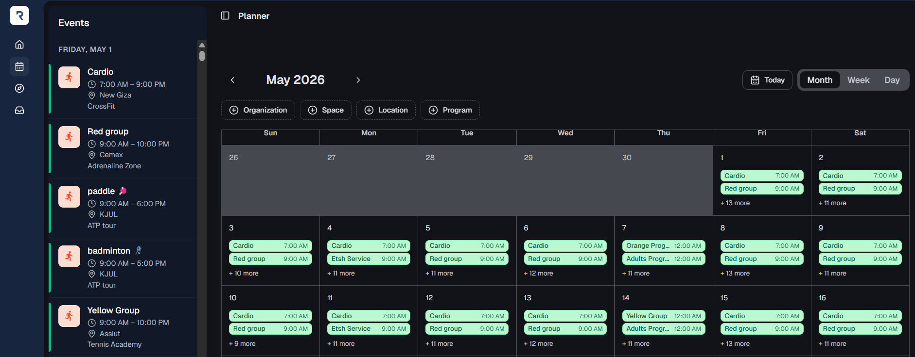 Rally Calendar View