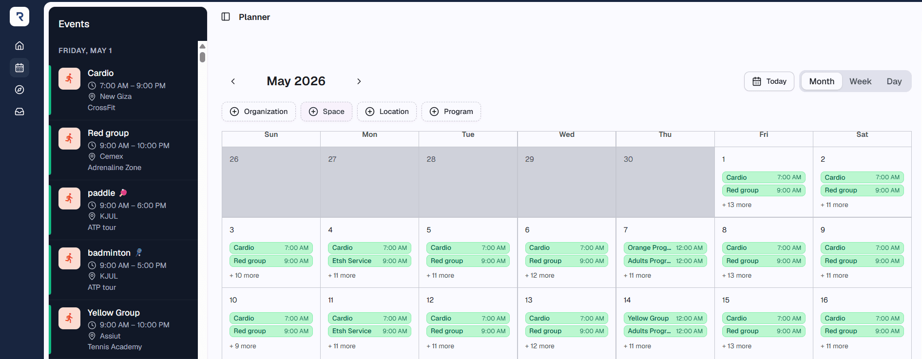 Rally Calendar View
