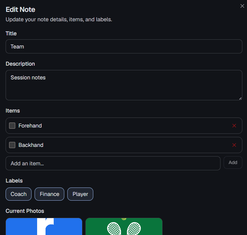 Rally Notes Feature