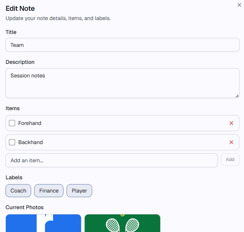 Rally Notes Feature